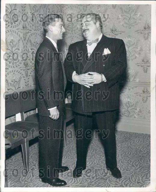 1950 Wire Photo Songwriter Hoagy Carmichael With J Scott Smart Fat Man of Radio