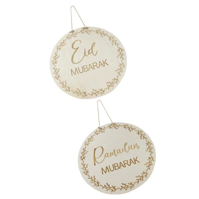 2 Pcs Décor Aïd Chic Plaque Joyeux Ramadan Signe Moubarak Numéro De Maison