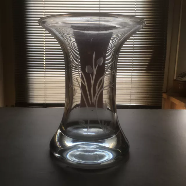 Antik alt Jugendstil Art Deco Bleikristall Glas Vase 18cm Floral Schliff um 1900