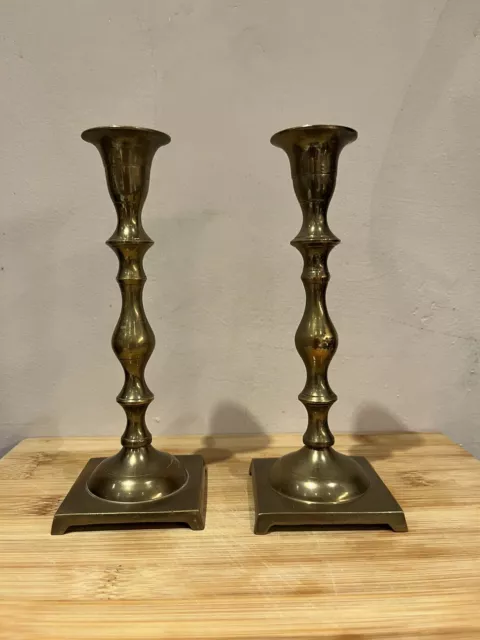 English Brass Candlesticks / Vintage Taper Candle Holders / Polished Brass  Candle Sticks / Brass Pair Rostand Candlesticks / Candle Set 7 