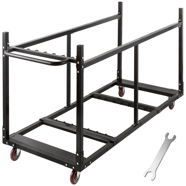 Chair Table Dolly Folding Storage Rack Max.12 Tables w/ 2 Fixed+2 Swivel Casters