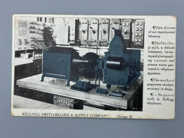 1908 KELLOGG TELEPHONE SWITCHBOARD Advertising Postcard