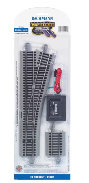 Bachmann 44558 EZ-Track #4 Turnout Right w/ Nickel Silver Rails HO Scale