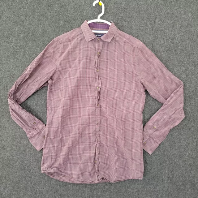 Bar III Shirt Mens Medium Maroon Button Up Plaid Tartan Carnaby Collection