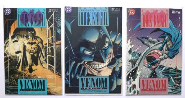 Batman Legends of the Dark Knight #16, 17,  19 VENOM Bag Boarded DC Comics VF/NM