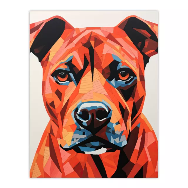 Staffordshire Bullterrier golden rot braun geometrisch Staffie Kunst Posterdruck