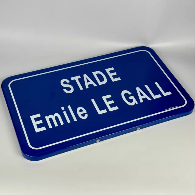 Vintage French Blue Enamel Street Sign X Large Plaque of Stade Emile Le Gall