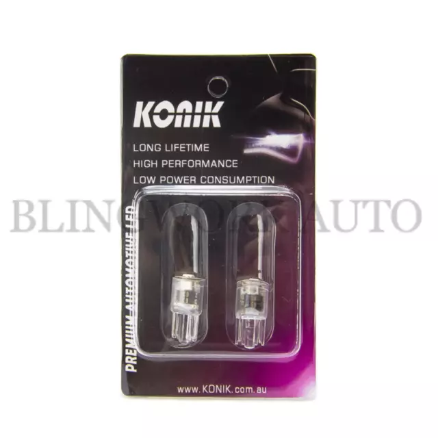 (PAIR) KONIK T10 W5W RED LED Interior Rear Parker Tail Light Globes Bulbs 12V