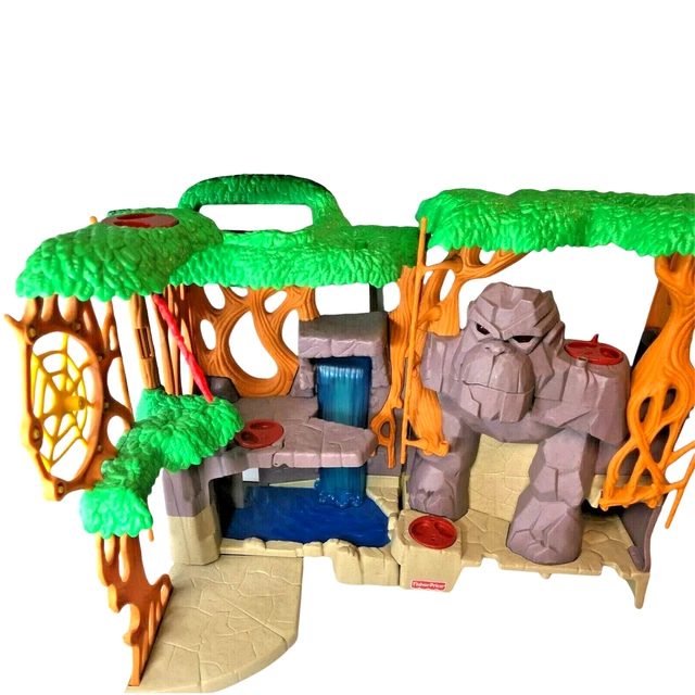 Fisher Price Imaginext Gorilla Mountain Jungle Playset Forest Foldable Toy Set