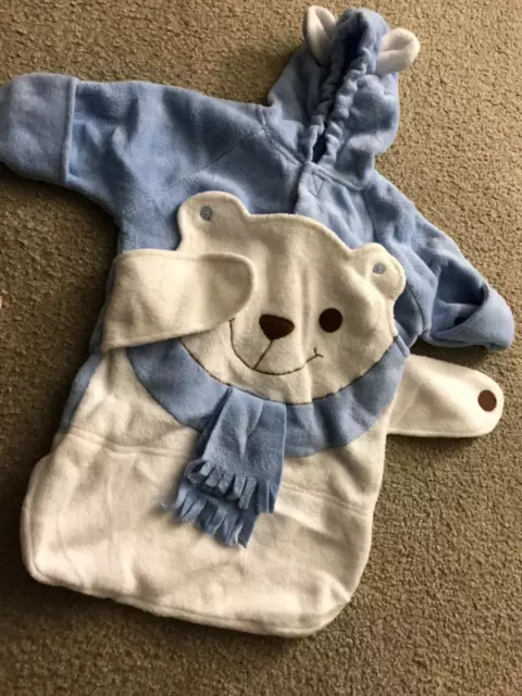 Avon Kids So cute Baby Sleeping Sack 0-6 Month Blue Peek-a-Boo Bear Fleece vvgc