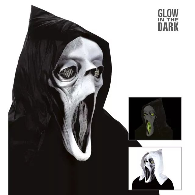 SELBSTLEUCHTENDE GEISTER MASKE Halloween Scream Geistermaske Herren Kostüm Party