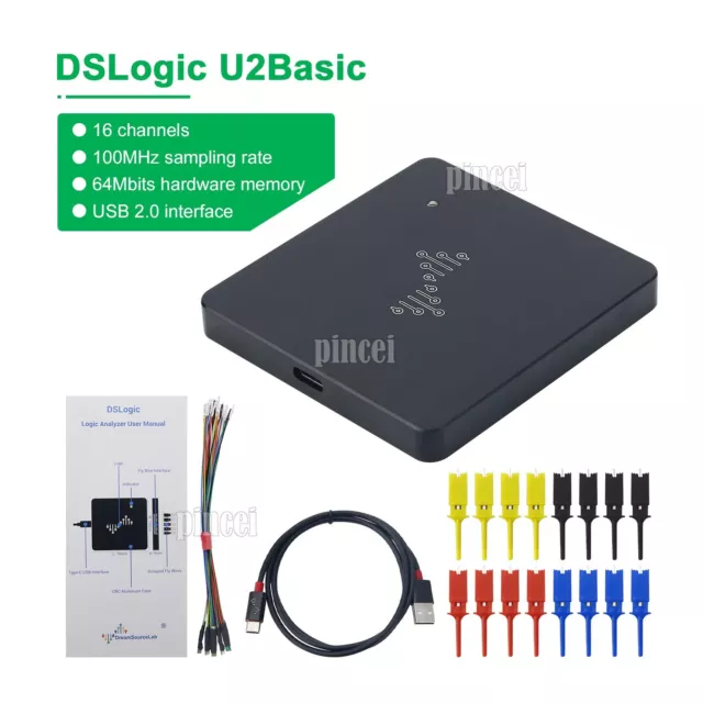 16CH Logic Analyzer USB 2.0 100MHz 64Mbits Hardware Memory DSLogic U2Basic