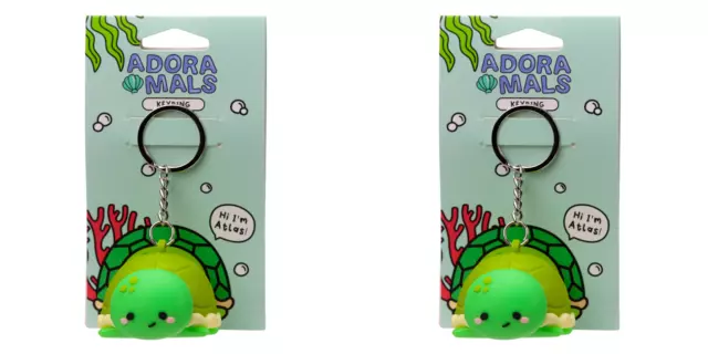 2 X 3D PVC Keyrings - Adoramals Atlas the Turtle