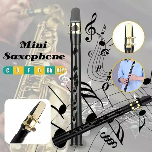 Mini Pocket Saxophone C Key Sax Woodwind Instrument with Carrying Bag Black 3