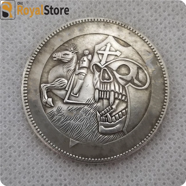 hobo nickel coin roman warrior skull Coins Collectibles ENGRAVING ART gift