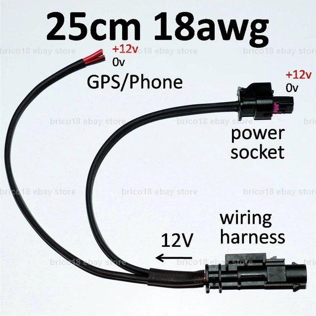 BMW Accessory Cable Power Outlet 25cm/18awg - R1250 F650 F700 F750 F800 F850 GS
