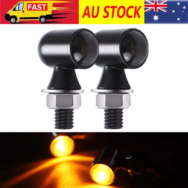 2x Mini Amber Motorcycle Turn Signal Indicator Blinkers Light Universal Lamp 12V