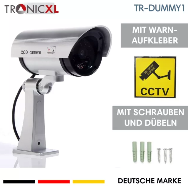 2x Dummy Cam Kamera attrappe mit blinkender LED CCTV Außen Outdoor Wand Aussen 2