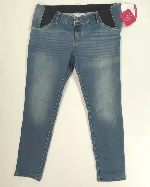 Isabel Maternity Jeans Womens Size 14 Skinny Side-Panels Stretch Blue