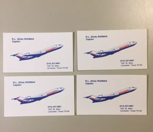 4 Vintage Braniff Airways Inc. Captain Business Cards