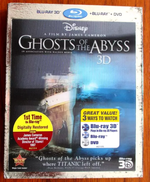 2012 Disney's Ghosts of the Abyss 3-D Blu-Ray/Blu-Ray/DVD with Lenticular Cover!