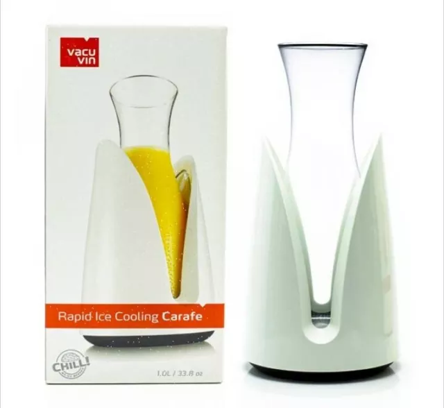 VACU VIN Rapid Ice Cooling Carafe 1L Active 1 Litre WHITE Drinks Cocktails NEW