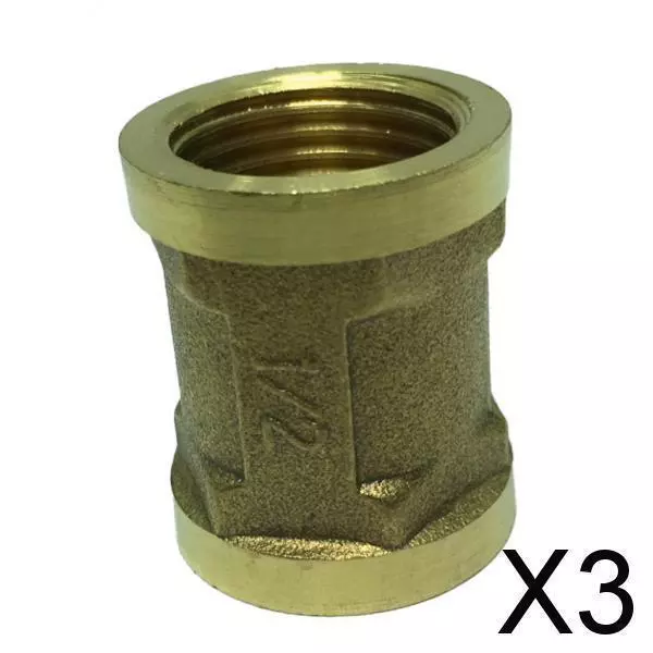 3X 1 Pc G1/2" Female x G1/2" Female Brass Thread Adapter Connector Pipe