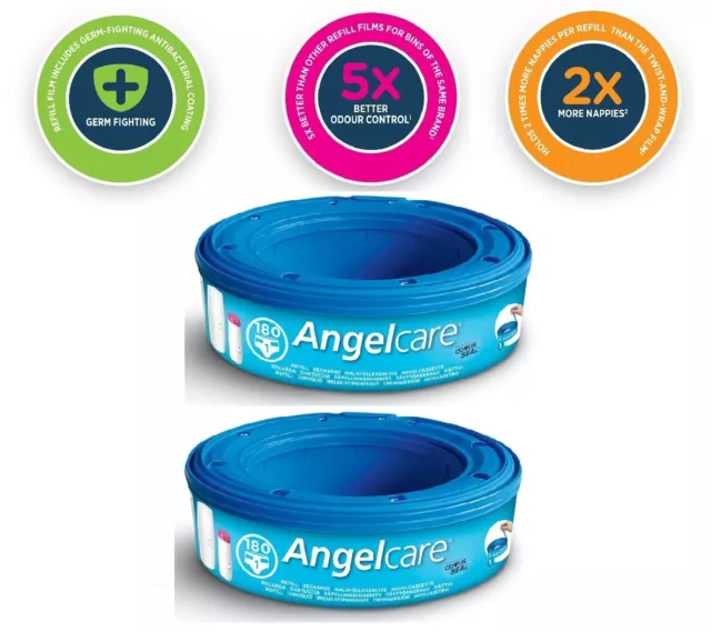 Angelcare Baby Nappy Change Disposal System Refill Cassette 2Pack