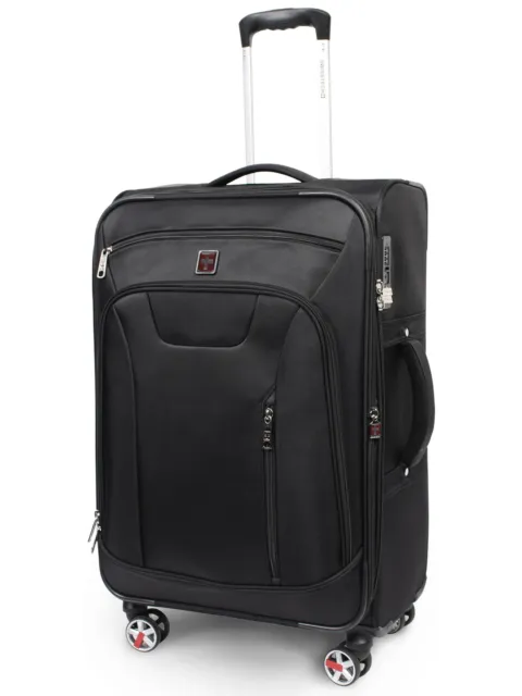 SwissTech Executive 25in Softside 8-Wheel Checked Luggage, Black,