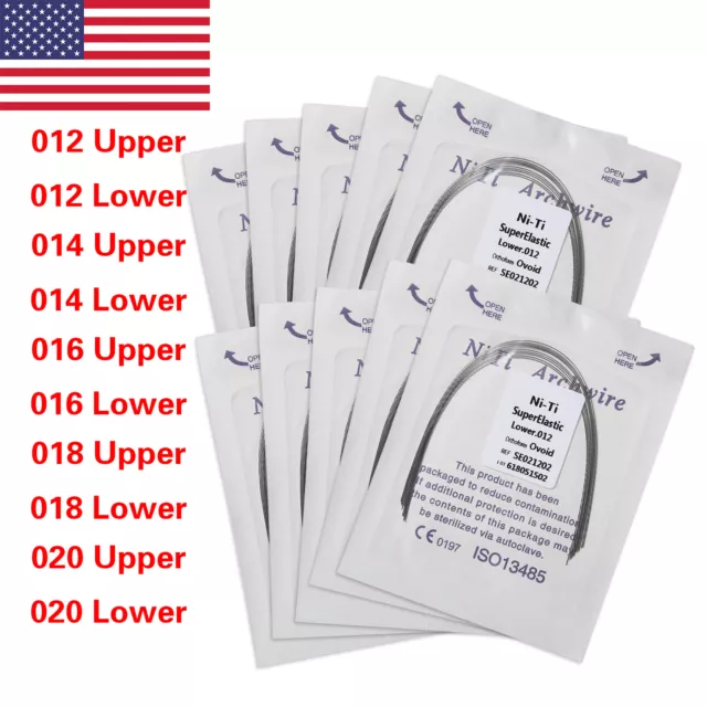 100PCS Dental Orthodontic Round Arch Wire Super Elastic NITI Ovoid Form Sizes ns
