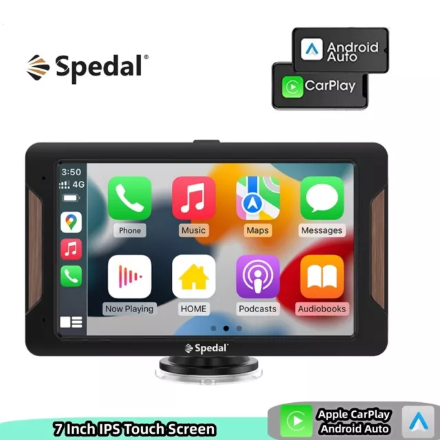 Spedal 7 Inch Wireless Apple CarPlay Android Auto Portable Car Stereo bluetooth