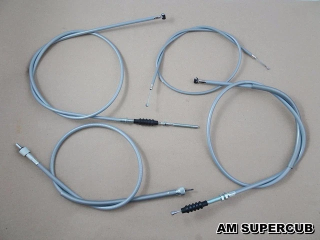 Throttle, Brake, Clutch & Speedometer Cable Set For Honda C95 / CA95 Motorcycle – Grey