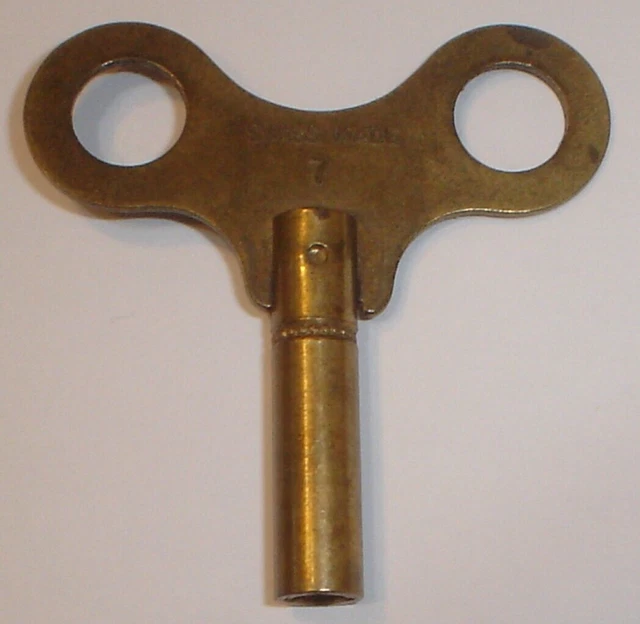 ANTIQUE SWISS MADE #6 Brass Clock Winding Key Switzerland Vintage Part ...