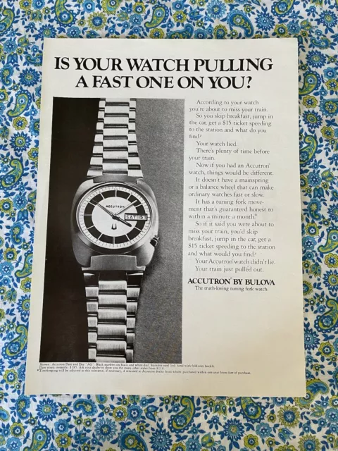 Vintage 1972 Bulova Accutron Watch Print Ad