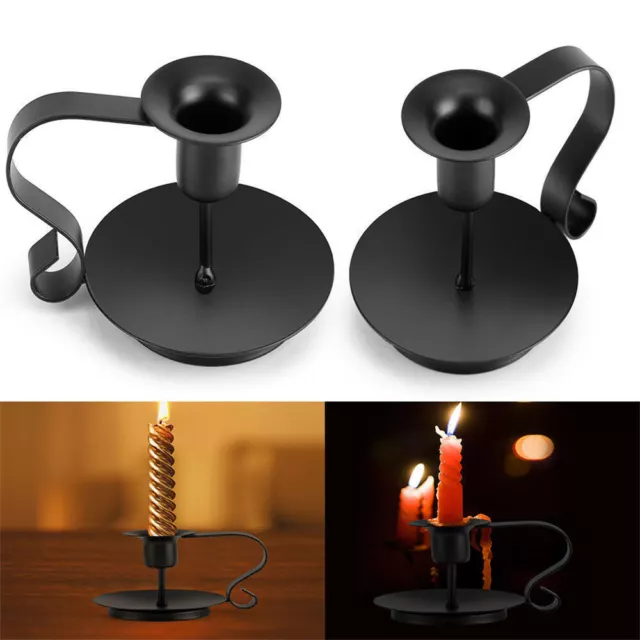 Taper Candlestick Holders Candle Holder Retro for Home Decor Matte Black