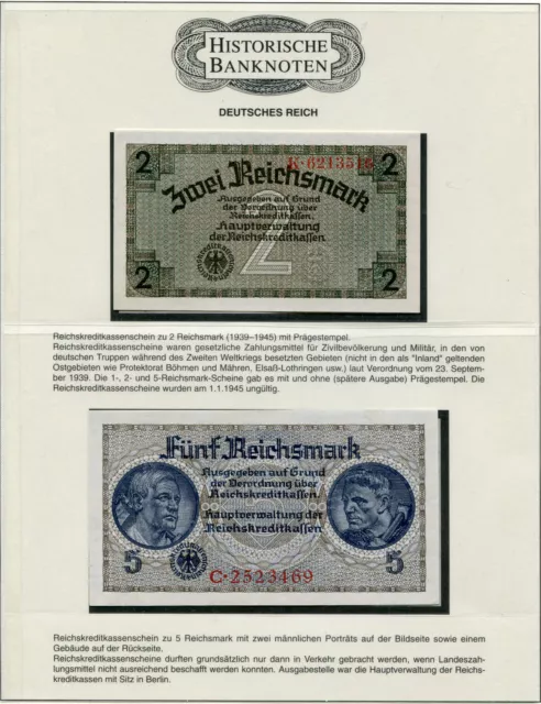 REICHSBANKNOTEN-Reichskreditkassen 1939-UNC!!!-2+ 5 REICHSMARK-Historische Noten