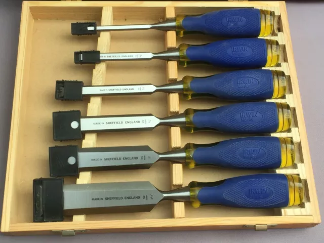 Vintage IRWIN MARPLES Boxed CHISEL Set, 6.5, 10, 13, 19, 25 32 mm- Minimal Use..