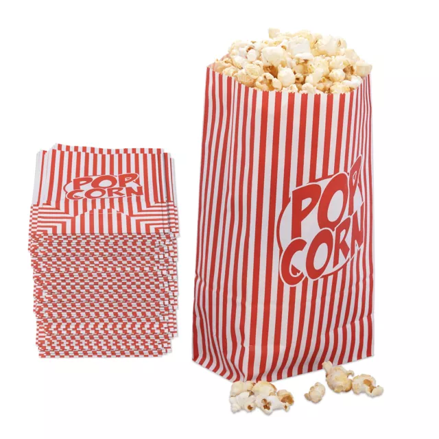 Popcorntüten rot-weiß, Kinozubehör Popcornbehälter 144er Set, Tüten für Popcorn