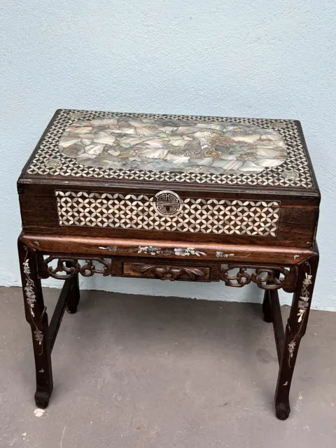 Antique Chinese mother of pearl inlay chest￼