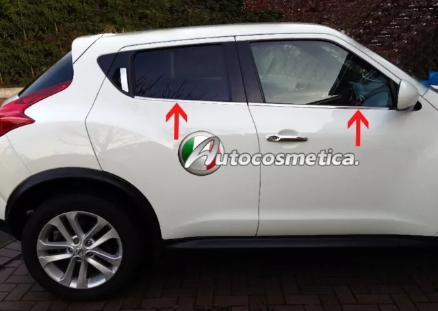 Set modanature cornici finestrini in acciaio cromo per Nissan Juke 2010-2019