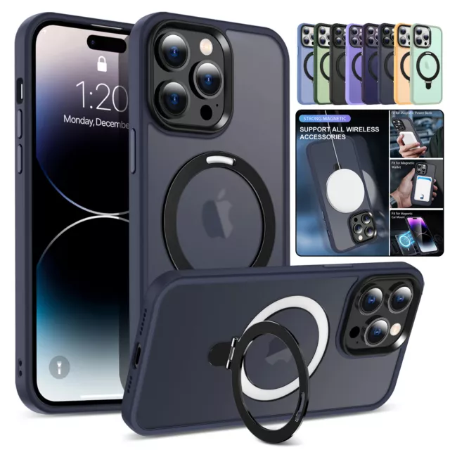 For iPhone 15 14 Pro Max Plus 13 12 Pro Mag Safe Case Magnetic Ring Holder Stand