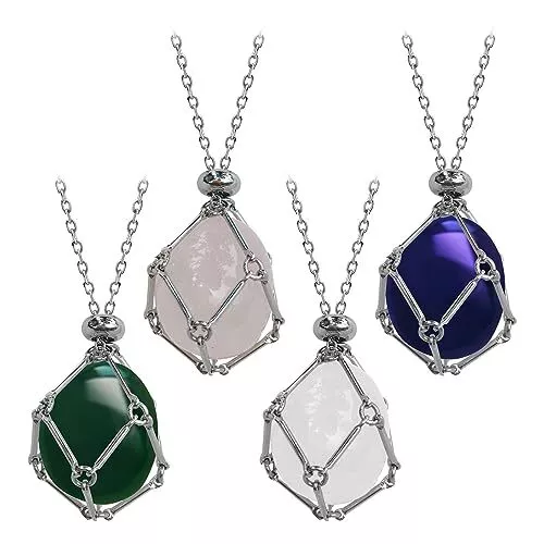 Lot de 4 colliers porte-pierres de cristal collier support en cristal en méta...