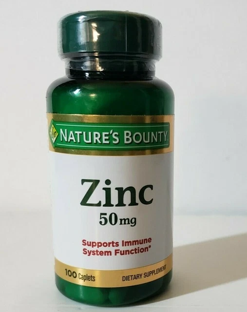 ZINC NATURE’S BOUNTY Caplets 50mg 100 Count Exp 11/2024 Supports Immune
