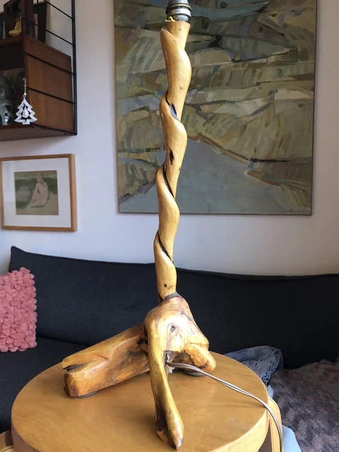 Pied De Lampe Ancien En Verre Torsadé Et Laiton - Déco Vintage à Poser
