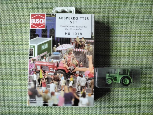 Busch Absperrgitter Set und Kibri Hanomag Traktor  1:87