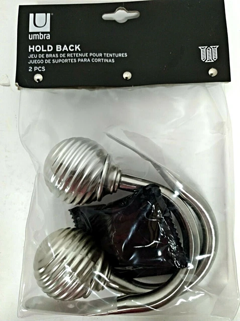 UMBRA Curtain Holdbacks SILVER For Curtains Drapery Draperies Set of (2)