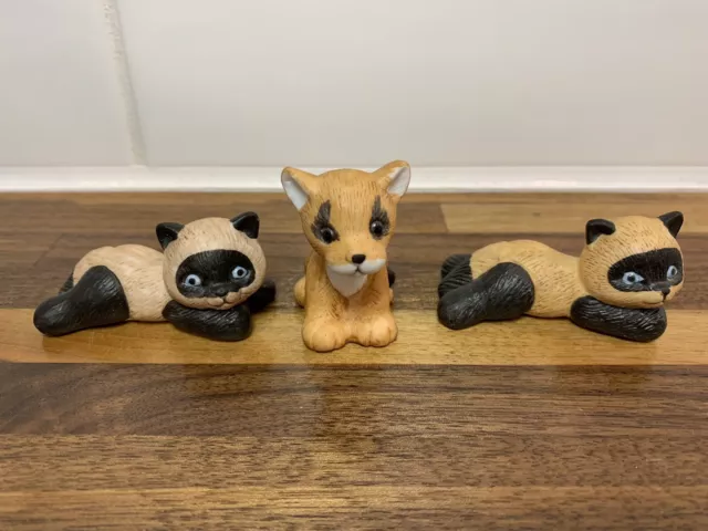 3 Ceramic Porcelain Figurines Raccoon Fox  Presents Taiwan Small Vintage
