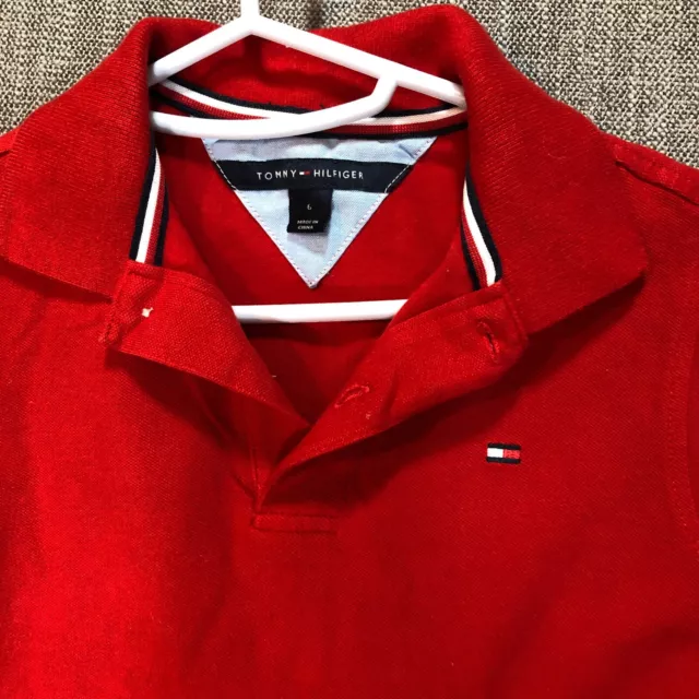 Tommy Hilfiger Shirt Girls 6 Red Polo Style Cap Sleeve Preppy