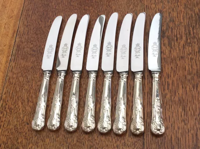 8 Vintage A1 Silver Plate Kings Pattern Standard Knives, Sheffield