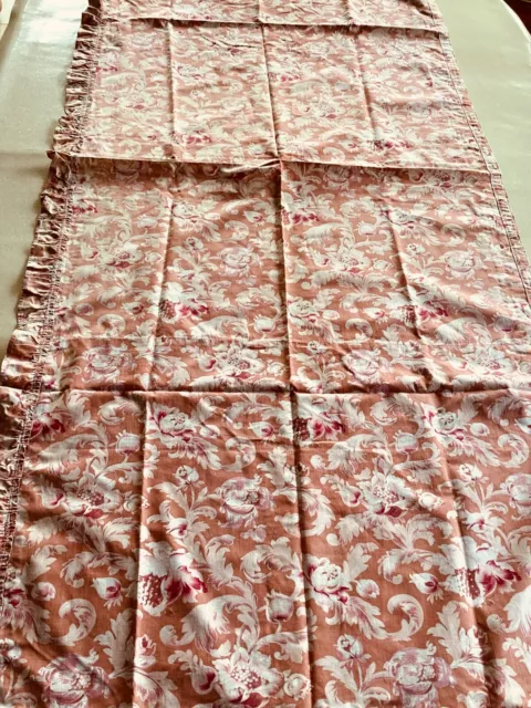 Ancien rideau Coupon de Tissu ancien motifs floraux fond rose